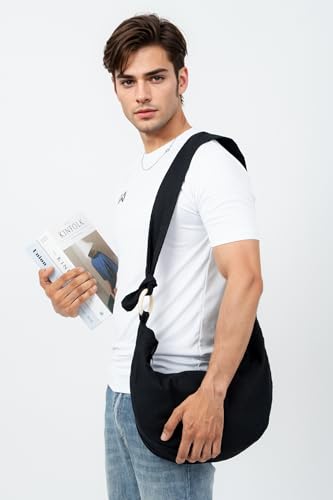 YOUR COZY Women's Black Cotton Hobo Bag - Image 3