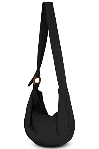 YOUR COZY Women's Black Cotton Hobo Bag - Image 1