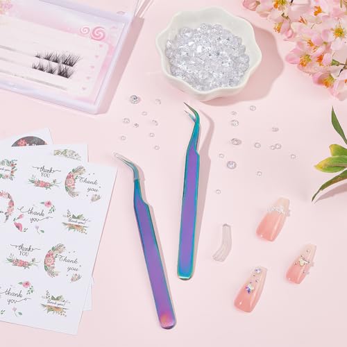 UNICRAFTALE 2pcs Stainless Steel Curved Pointed Craft Tweezer Rainbow Sticker Picking Tool Tweezer for DIY Craft Precision Tweezers Jewelry Making Electronics and Laboratory Works 12.1x0.95cm - Image 5