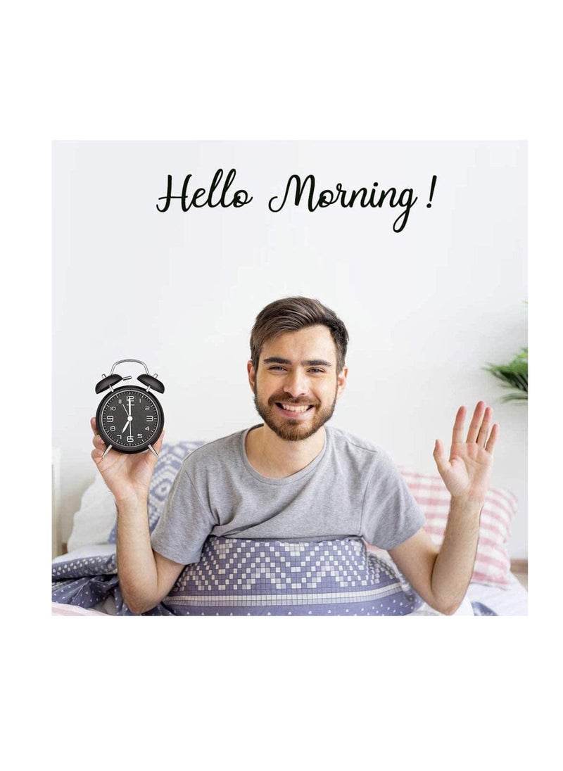 Twin Bell Alarm Clock, Black Loud Alarm Clock 3D Digital Scale with Backlight, for Heavy Sleepers, Non Ticking and Silent 4-inch Metal Bell Alarm Clock, Desk Table Clock for Home and Office - Image 2
