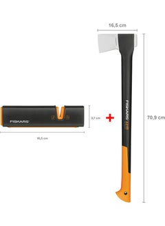 Fiskars Splitting Axe L-X21 + Axe and Knife Sharpener 