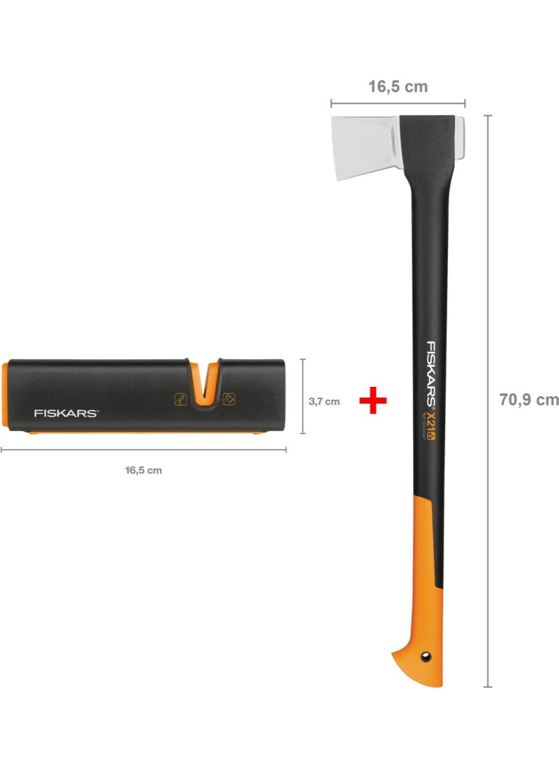 Fiskars - Splitting Axe L-X21 + Axe and Knife Sharpener - Image 1