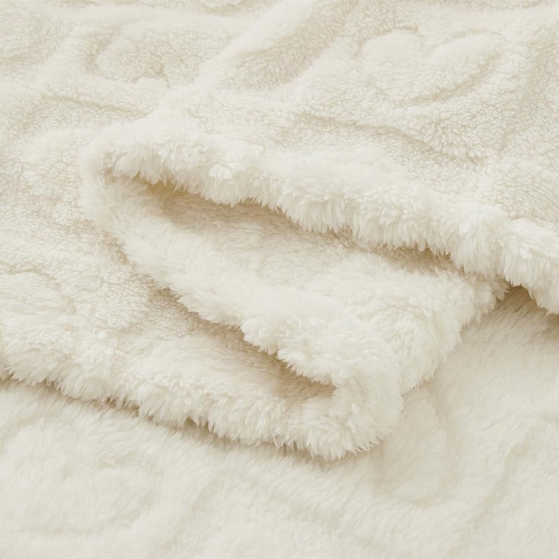 Crevent 30""X40"" Cozy Soft Warm Sherpa Baby Blanket For Girls Boys  Newborn Essentials For Infant  Baby Shower Receiving Gift - White Heart - Image 4