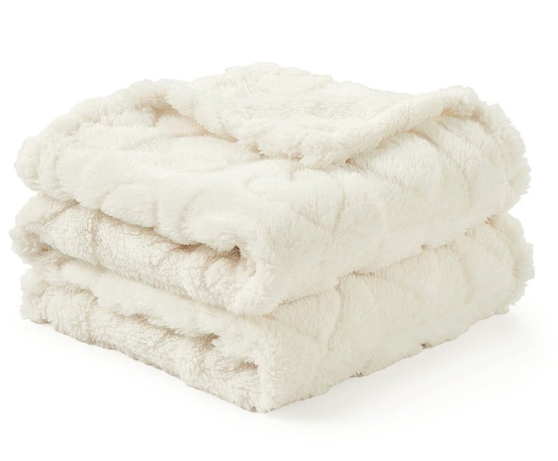 Crevent 30""X40"" Cozy Soft Warm Sherpa Baby Blanket For Girls Boys  Newborn Essentials For Infant  Baby Shower Receiving Gift - White Heart - Image 2