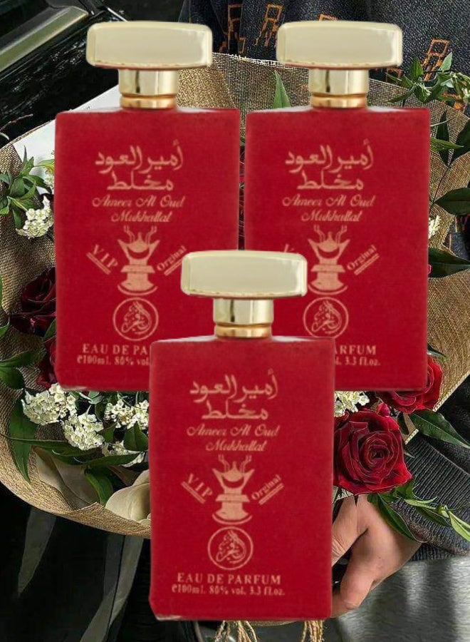 ALFAKHR 3 Pieces Ameer Al Oud Mukhallat Perfume 100ML - Image 1