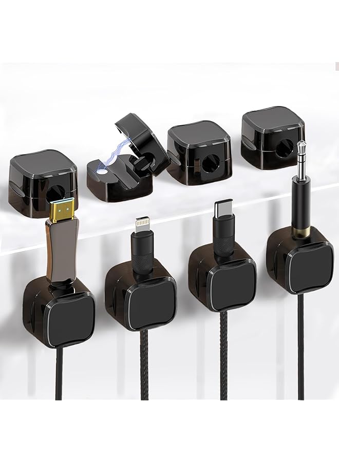 promass 8 Pack Magnetic Cable Clips Cord Holder [Cable Smooth Adjustable] Magnetic Cord Organizer for Home Bedroom Office Nightstand - Image 1