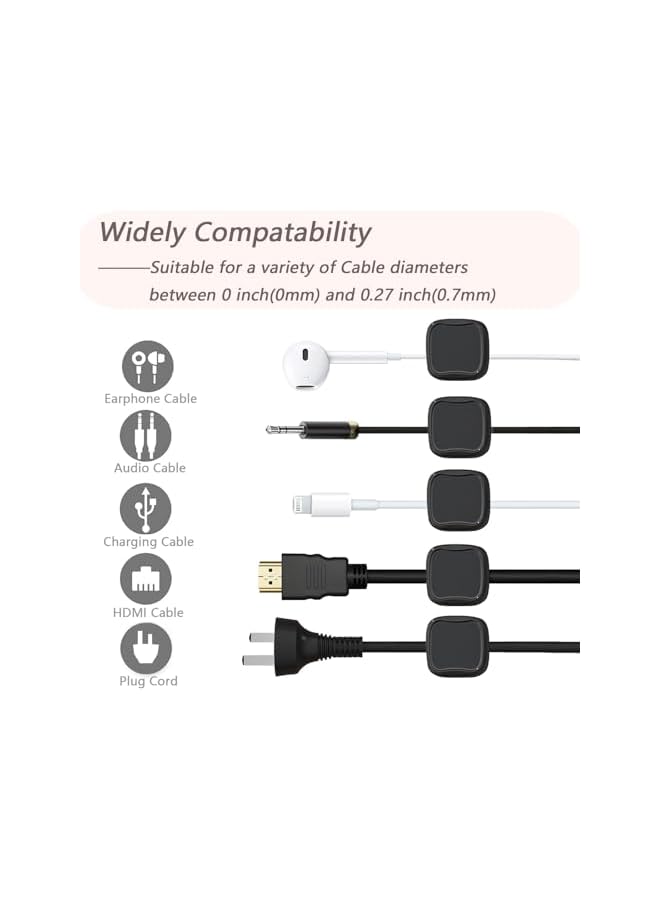 promass 8 Pack Magnetic Cable Clips Cord Holder [Cable Smooth Adjustable] Magnetic Cord Organizer for Home Bedroom Office Nightstand - Image 3