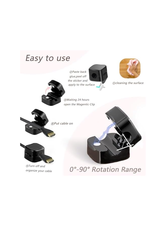 promass 8 Pack Magnetic Cable Clips Cord Holder [Cable Smooth Adjustable] Magnetic Cord Organizer for Home Bedroom Office Nightstand - Image 4
