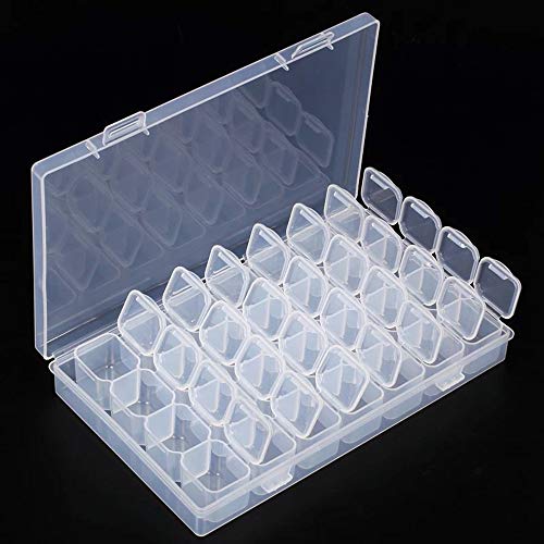 BornBeauty 28 Slots Empty Clear Plastic Organizer Box Nail Art Decoration Storage Container Tool for Nail Glitter Rhinestone Crystal, Earrings, Jewelry Beads, Small Accessories (Clear) - Image 1