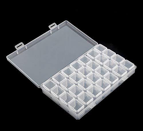 BornBeauty 28 Slots Empty Clear Plastic Organizer Box Nail Art Decoration Storage Container Tool for Nail Glitter Rhinestone Crystal, Earrings, Jewelry Beads, Small Accessories (Clear) - Image 3