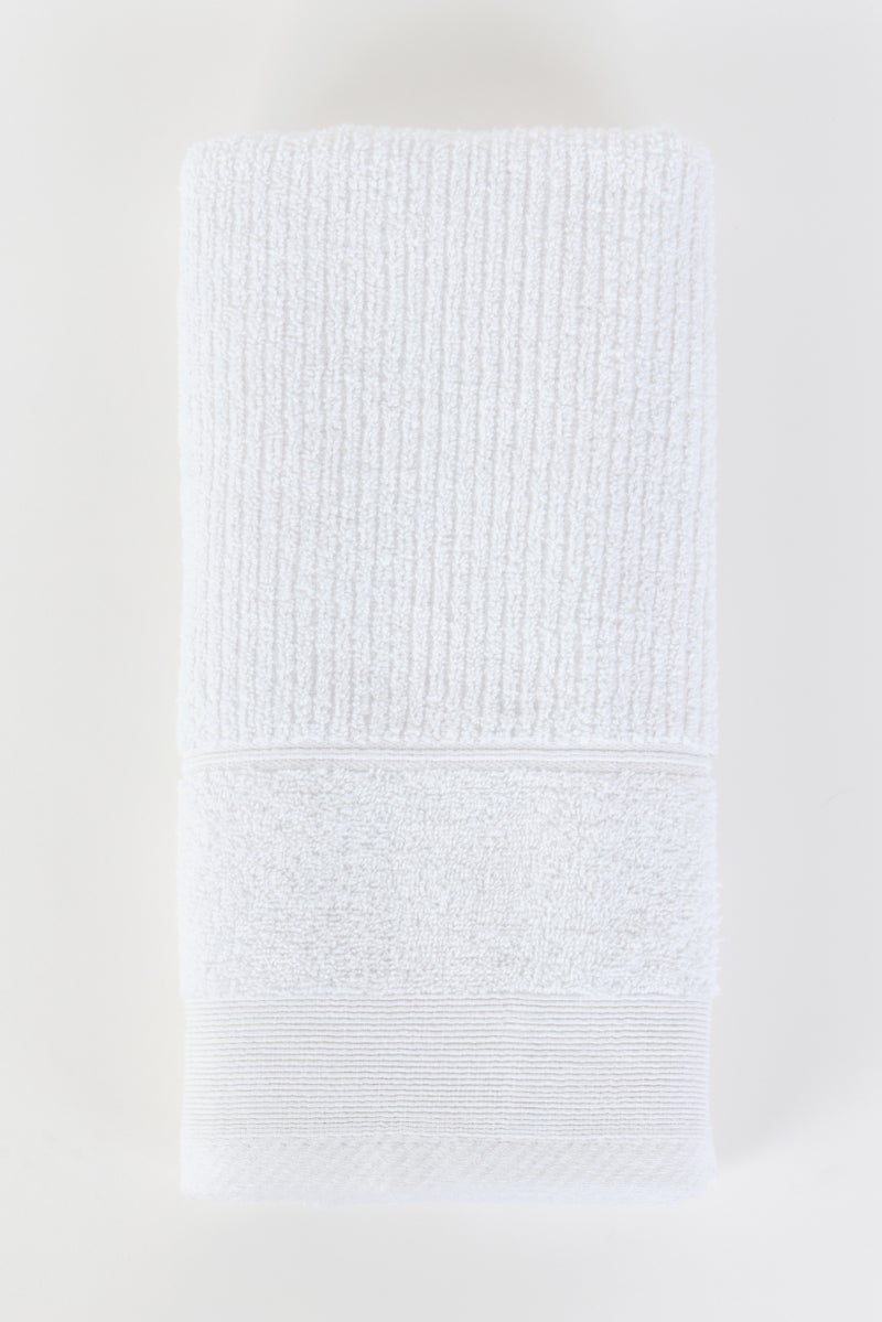 NINE WEST Cotton Textured Bath Towel, White - Image 1