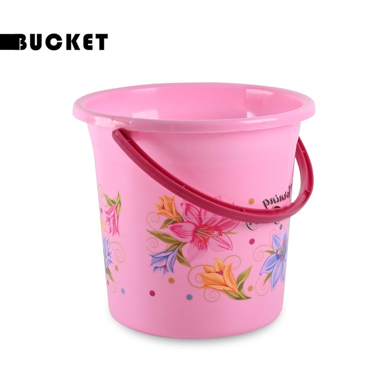 Kuber Industries Kuber Industries Set of 12 Bathroom Bucket Mug Set Bathroom Combo Set for Bathroom Hotels Laundry Each 6 Pieces Bucket18 L Mug500 ml Bathing Set Bathroom Accessories Set Pink  - Image 2