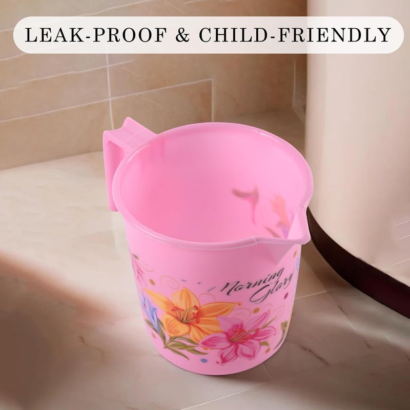 Kuber Industries Kuber Industries Set of 12 Bathroom Bucket Mug Set Bathroom Combo Set for Bathroom Hotels Laundry Each 6 Pieces Bucket18 L Mug500 ml Bathing Set Bathroom Accessories Set Pink  - Image 4