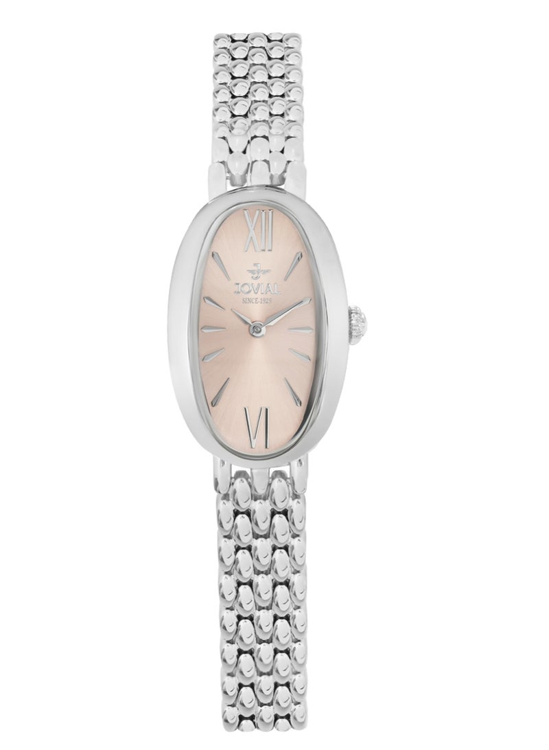 جوفيال ساعة جوفيال  - 9183LSMQ05E  النسائية، سوار معدني، مينا وردية، مقاومة للماء، تناظرية، 22 مم - Image 1