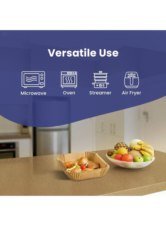 إس إن إتش باكينج 100 قطعة من أوراق الفرن الهوائي القابلة للتخلص منها على شكل مربع، ورق خبيز مقاوم للالتصاق ومانع للزيت للطهي في المقلاة، الفرن الهوائي، الميكروويف، وأفران الغاز، بحجم 7.9 بوصة (100 قطعة، مربع 20 سم - 7.9 بوصة) - Image 4