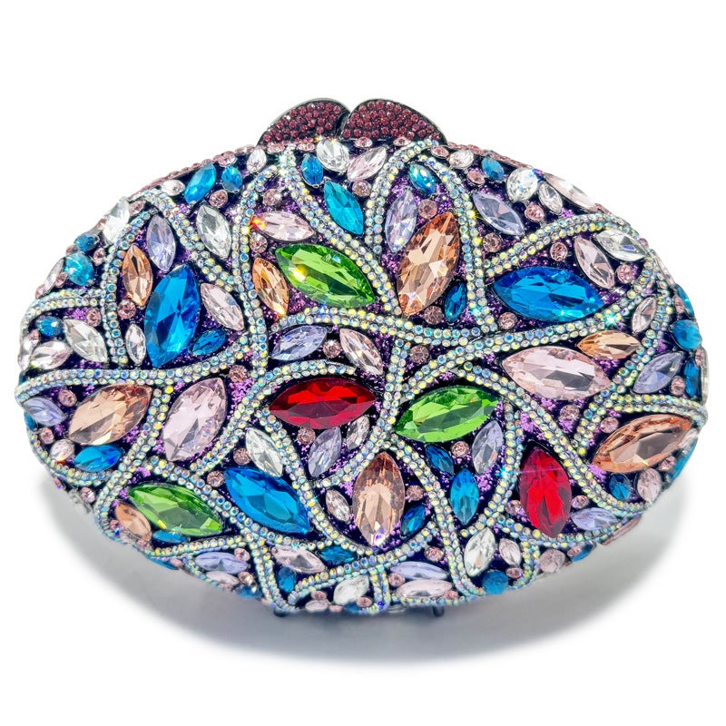 Metal Rhinestone Glass Women'S Bag Oval Handmade Point Diamond Handbag Women'S Bag - Image 1