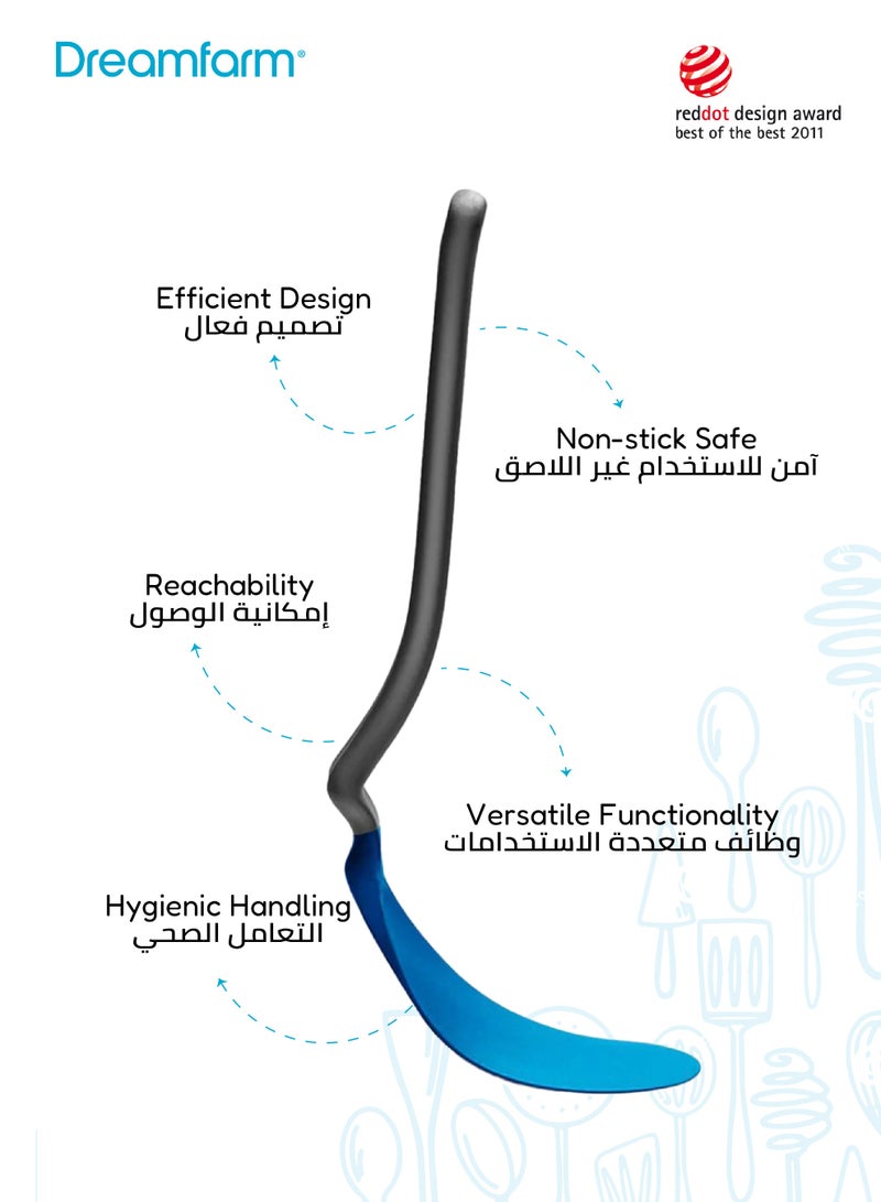 دريم فارم ملعقة تشوبولا الصغيرة | رأس مرن | مقاومة للحرارة | مثالية للتقليب والتقطيع والتقديم | آمنة للأواني غير اللاصقة | باللون الأزرق | 21 x 5 x 2 سم - Image 3