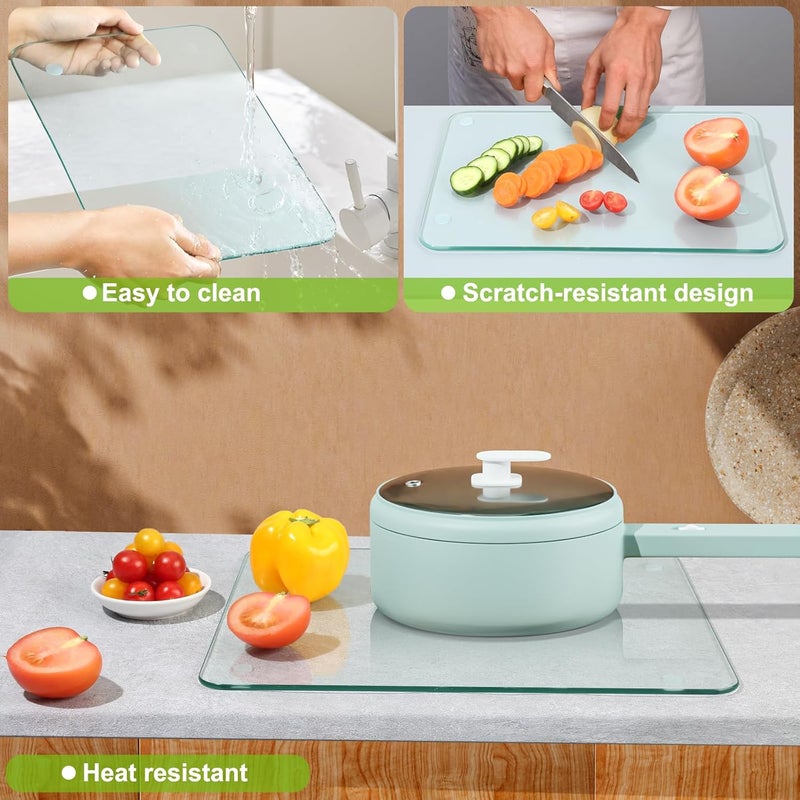 FUIJOL Tempered Glass Cutting Boards for Kitchen Counter, Clear Cutting Board for Countertop with Non-Slip Feet – Heat, Scratch, Shatter Resistant, Easy to Clean, 8x12" - Image 2