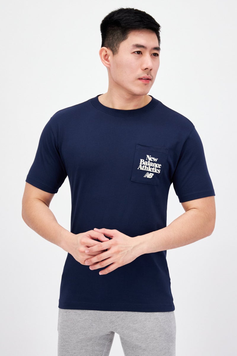 New Balance Men Sportswear Fit Short Sleeve Outdoor T-Shirts, Dark Teal Blue - Image 1