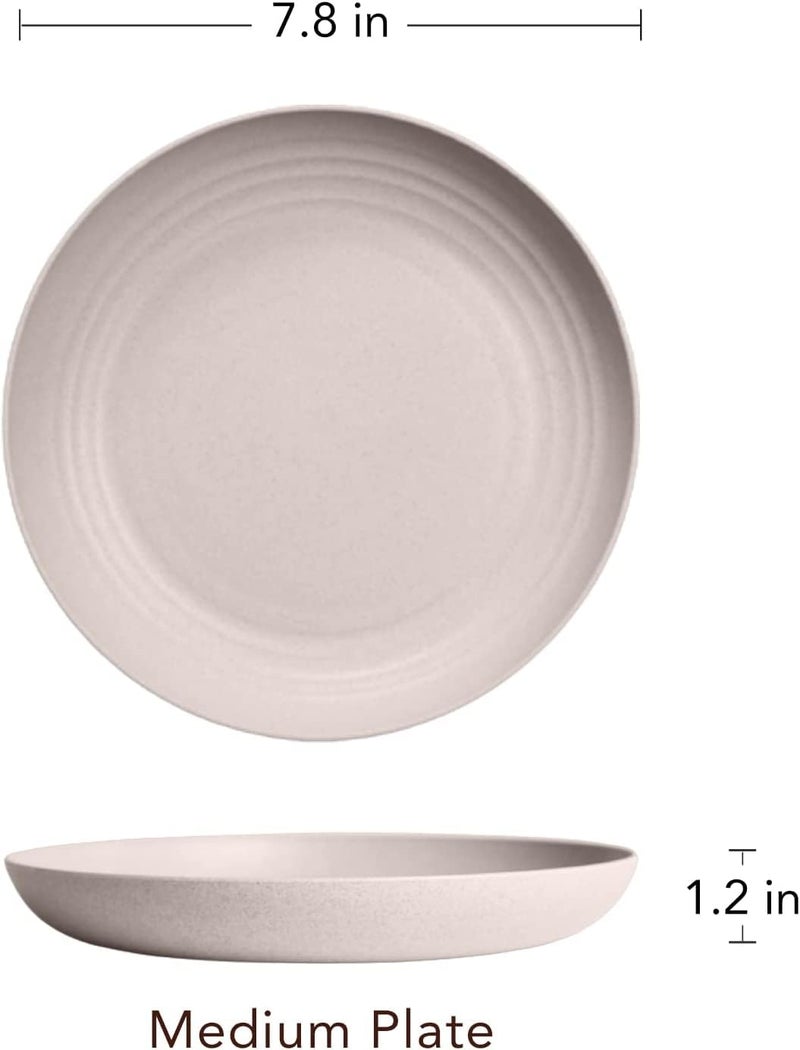 HAPYSA Wheat Straw Plates Set of 4 Reusable Plate Set Dishwasher Microwave Safe Perfect for Dinner Dishes Healthy BPA Free EcoFriendlyKidsToddler Adult 8 Inches Blue - Image 3