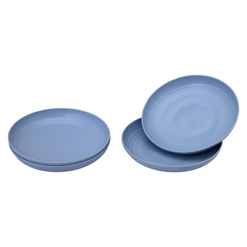 HAPYSA Wheat Straw Plates Set of 4 Reusable Plate Set Dishwasher Microwave Safe Perfect for Dinner Dishes Healthy BPA Free EcoFriendlyKidsToddler Adult 8 Inches Blue - Image 1