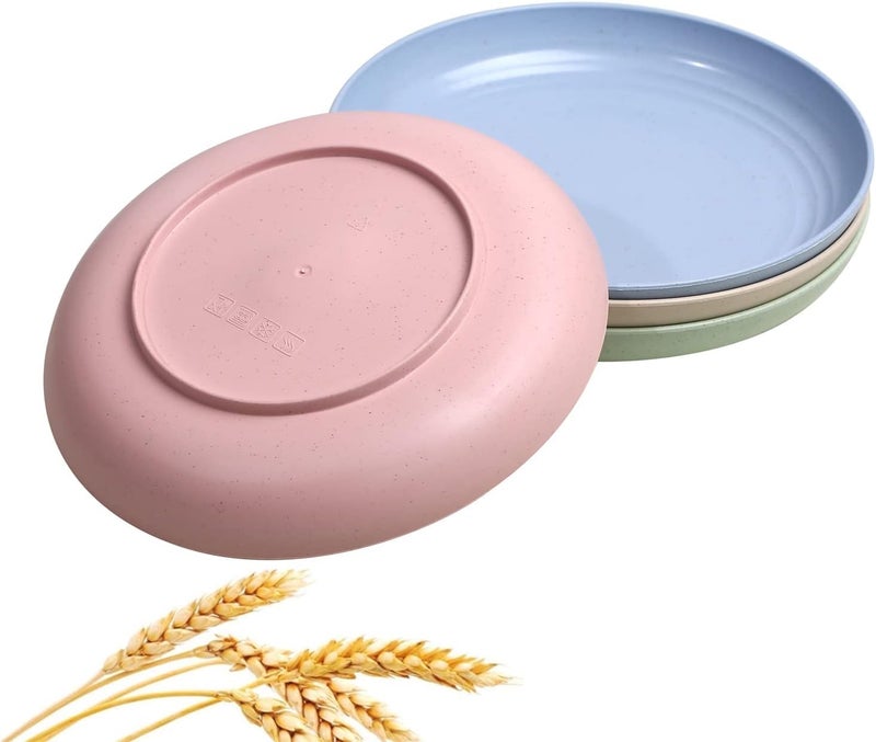 HAPYSA Wheat Straw Plates Set of 4 Reusable Plate Set Dishwasher Microwave Safe Perfect for Dinner Dishes Healthy BPA Free EcoFriendlyKidsToddler Adult 8 Inches Blue - Image 5