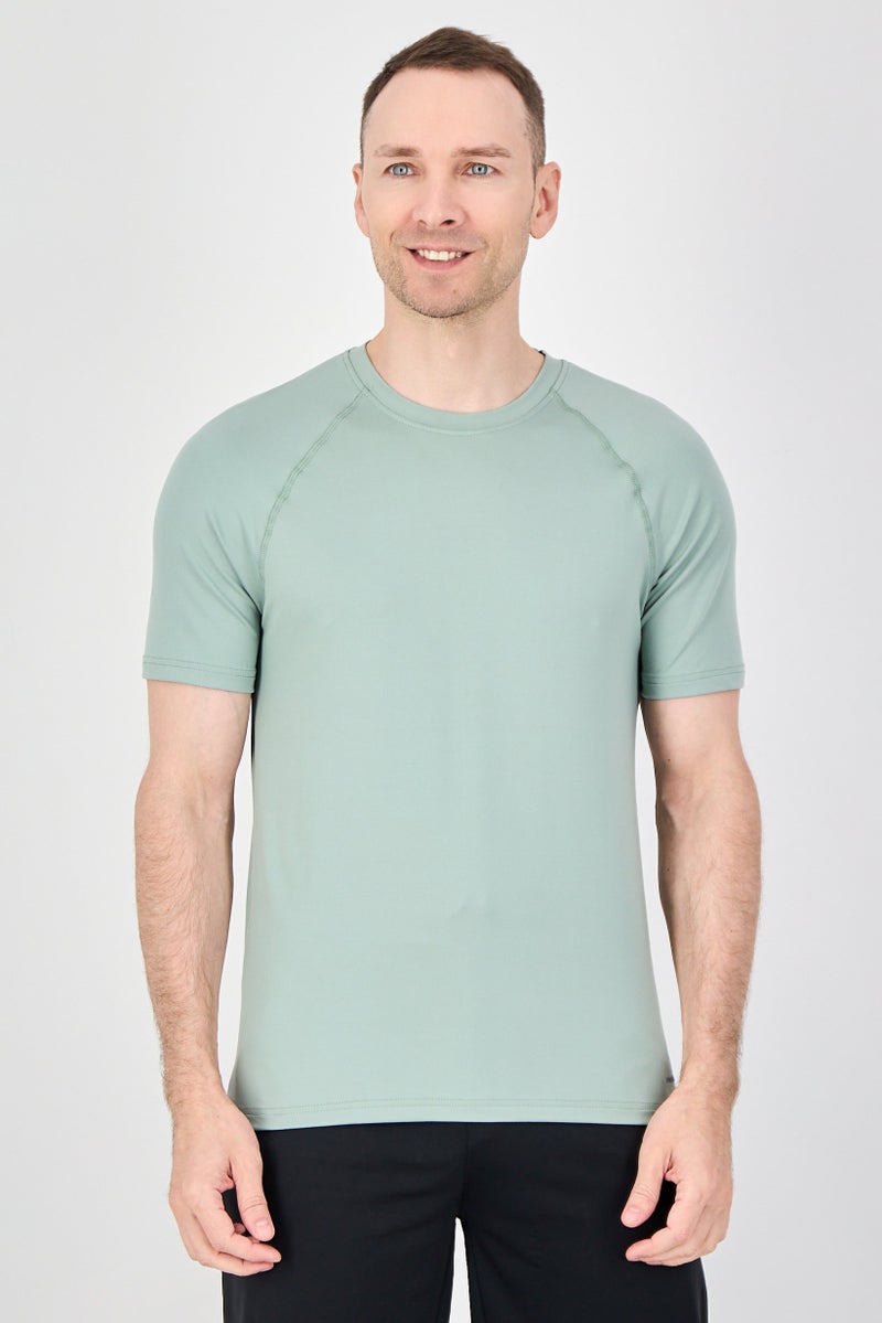 MOTION Men Sportswear Fit Short Sleeve Training T-Shirt, Sage Green - Image 1