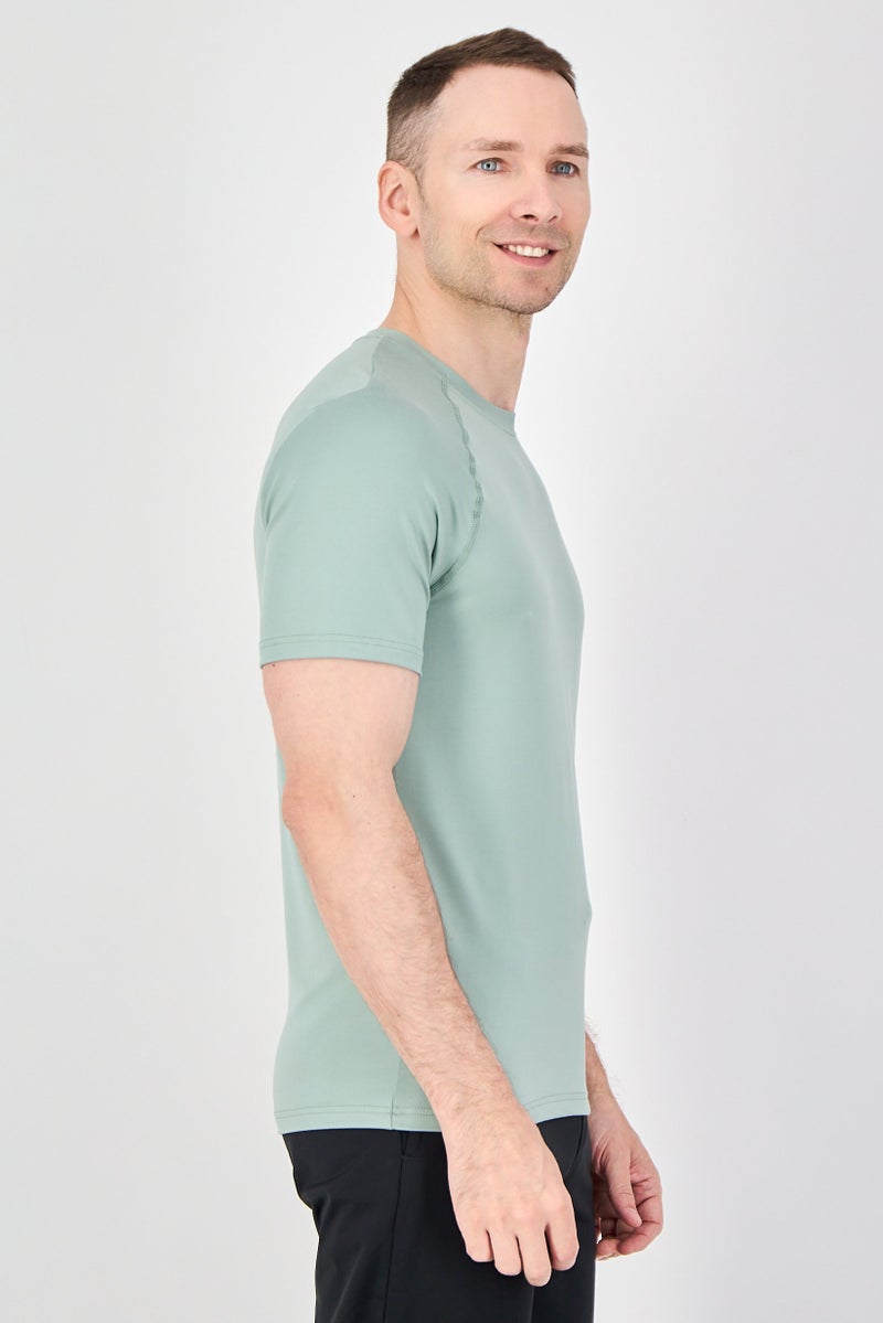 MOTION Men Sportswear Fit Short Sleeve Training T-Shirt, Sage Green - Image 2