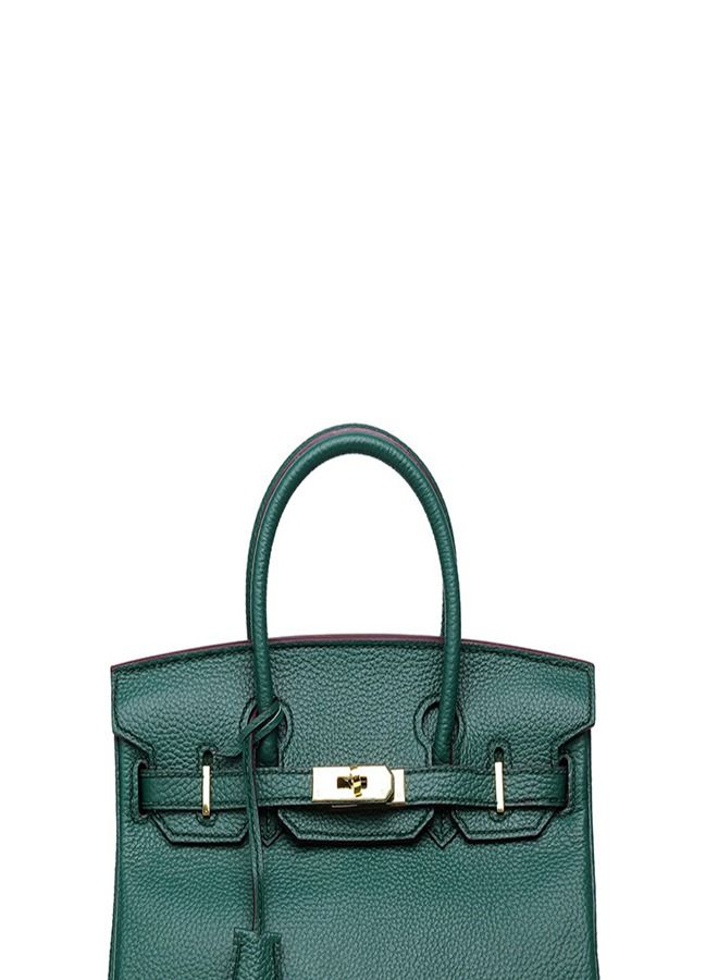 Loquat Gold Buckle Leather Handbag Emerald  - Image 2