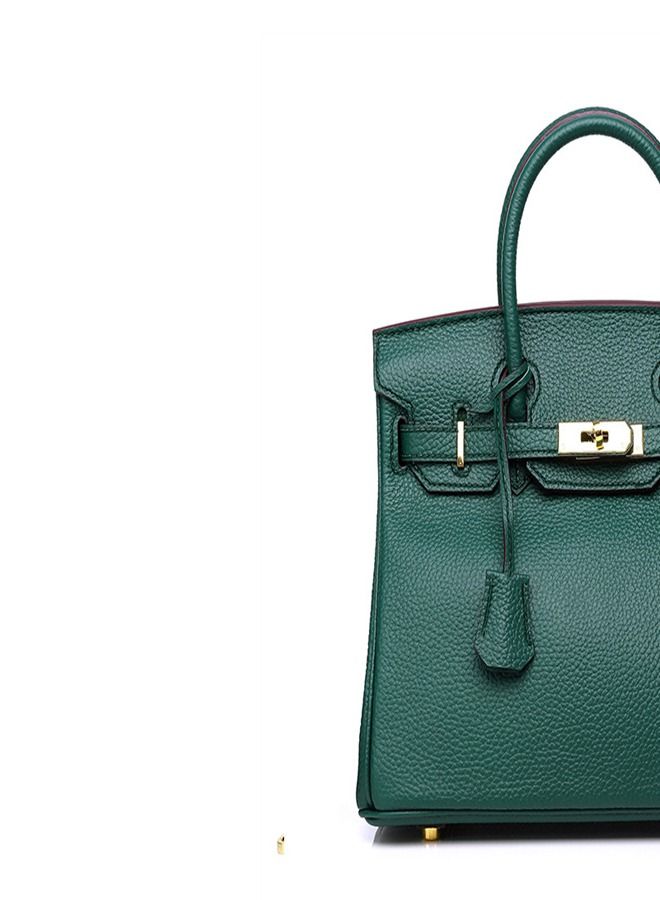 Loquat Gold Buckle Leather Handbag Emerald  - Image 3