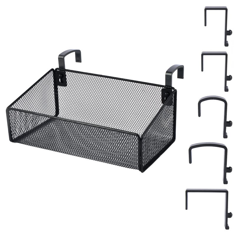 Jdyoomi Bedside Caddy Shelf سلة تخزين معلقة للسرير بطابقين والجدران المكعبة للمكتب وقضبان سرير الطفل ومنظم سرير النوم الجامعي - 5 أزواج من الخطافات ذات الحجم لديكور مجلة الزجاج للهاتف (أسود) - Image 1