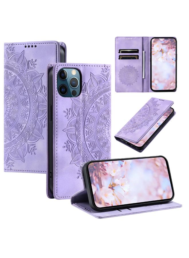 Zaboon Case For iPhone 12 Pro Max Totem Embossed Magnetic Leather Phone Case - Image 1