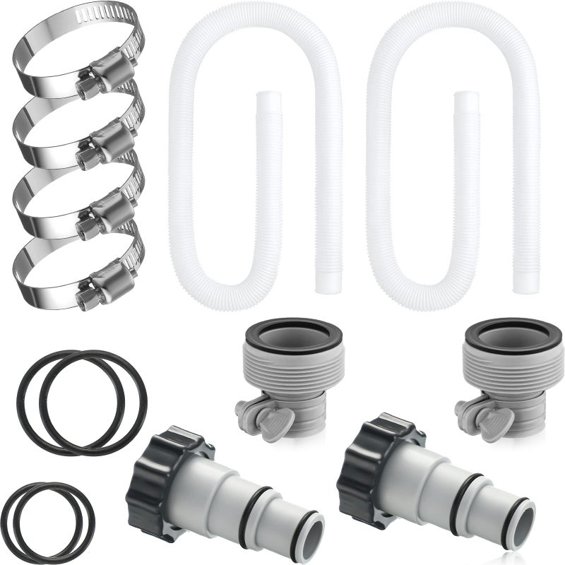 eBoot EBOOT 2 Pcs 1.5'' Diameter 59'' Length Swimming Pool Filter Hose with 4 Pcs Hose Clamps 2 Pcs 1.25" to 1.5" Type B Hose  - Image 1
