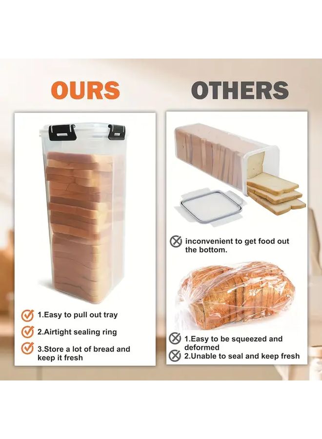 White Bread Box With Inner Compartment Transparent Reusable Food Storage Container - Image 4