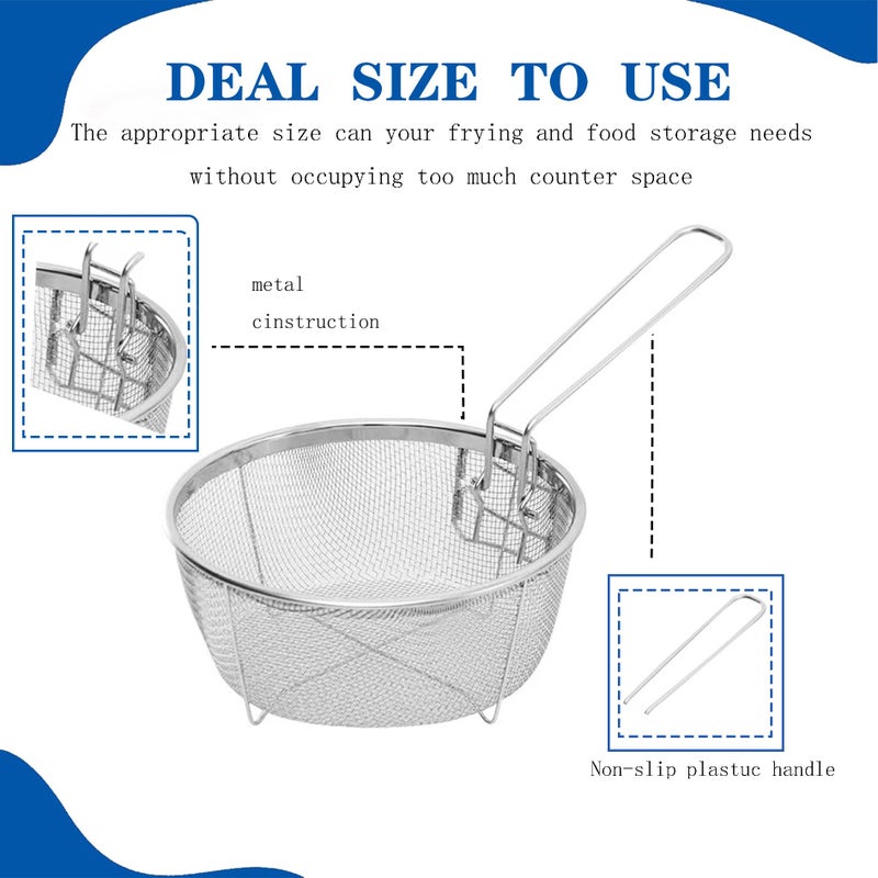 Jninexiu 9Inch Stainless Steel Deep Fry Baskets with Handle for Frying, Serving Food - Multifunctional Fryer Basket - Image 3