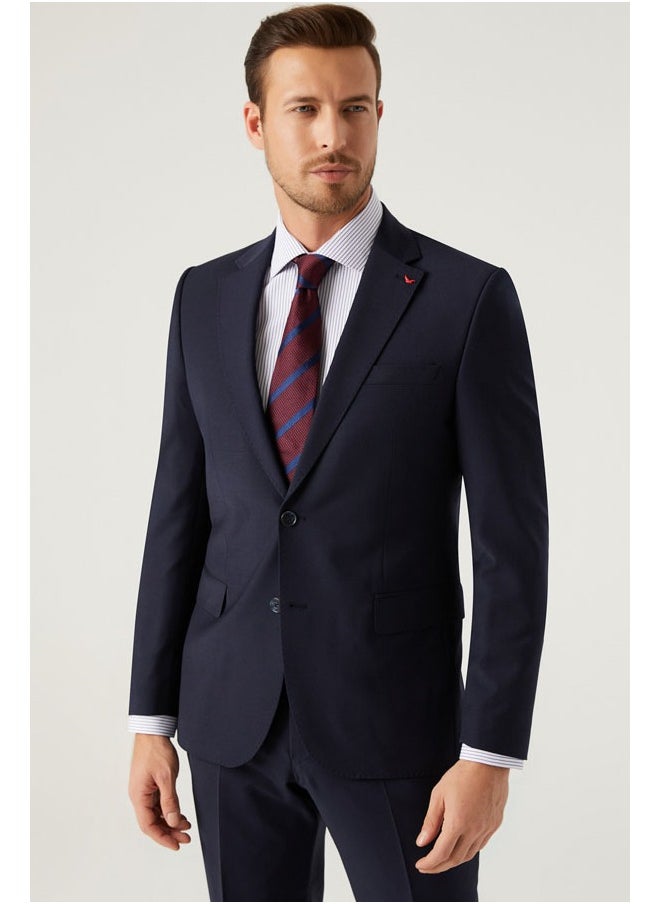 D'S DAMAT بدلة كلاسيكية باللون الأزرق الداكن من Ds Damat - 86% صوف  - Image 1