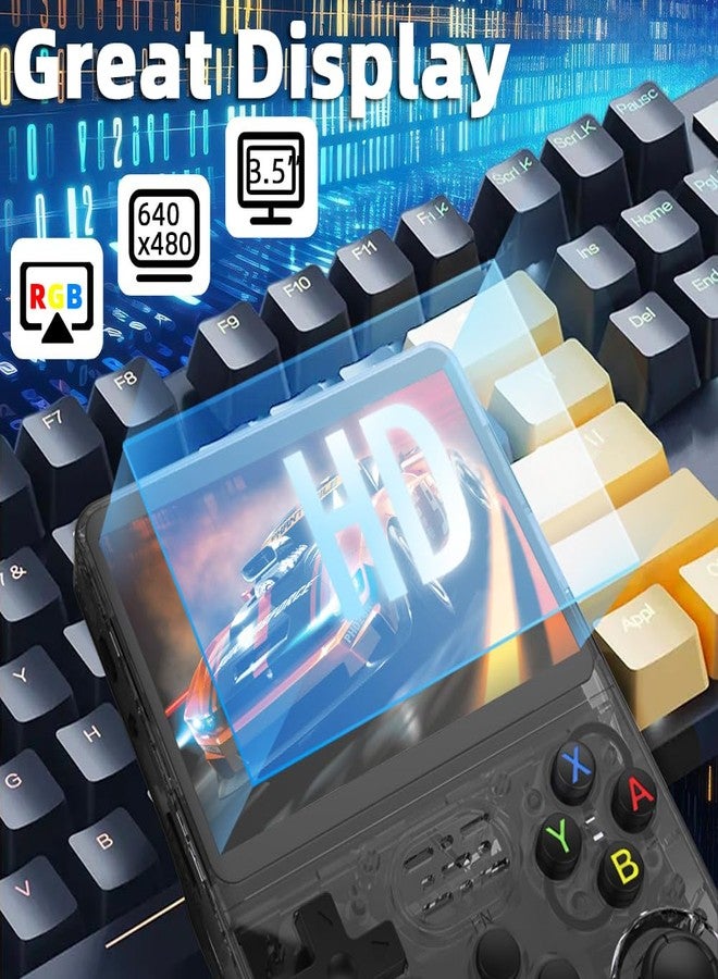 FINGEREVO جهاز ألعاب محمول R36S، شاشة IPS OCA مقاس 3.5 بوصة بدقة 640*480، بطارية 3200 مللي أمبير، نظام مفتوح المصدر، أسود شفاف - Image 3