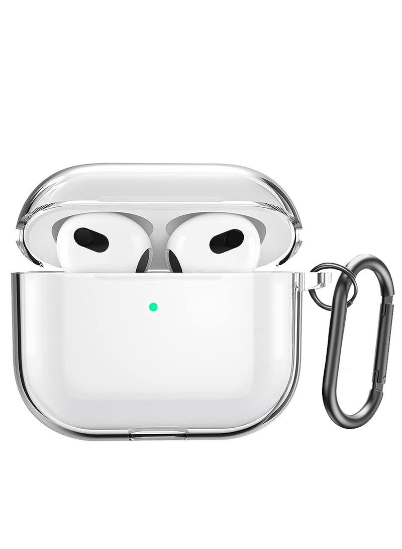 CATANES Shockproof Case For AirPods 3 Crystal Clear Shockproof Case Transparent Ultra Slim Cover with Keychain Carabiner - Image 1