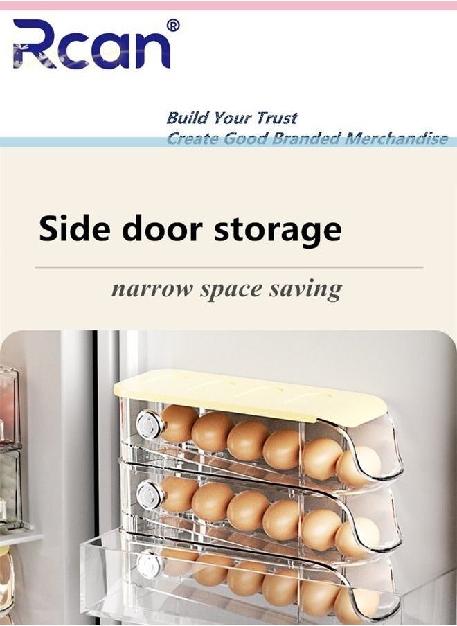 Rcan - 3 Layer Rolling Stackable Style Support Rack Egg Storage Box Tray Container Kitchen Countertop Reusable Multifunctional Clear Egg Holder Special Artifact Household Keep Fresh for Refrigerator Organize - Image 1