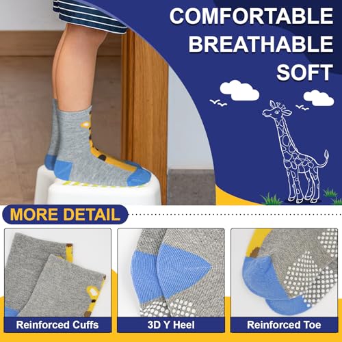 HYCLES Anti Slip Toddler Socks, 12 Pairs Non-Skid Cotton Grip Kid Socks for 1-3T Kids Boy Girl - Image 4