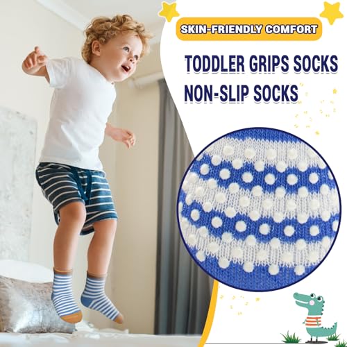 HYCLES Anti Slip Toddler Socks, 12 Pairs Non-Skid Cotton Grip Kid Socks for 1-3T Kids Boy Girl - Image 3