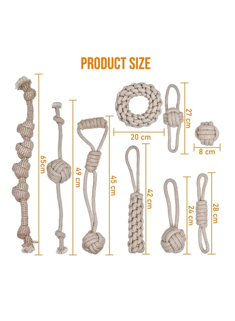 أن ان سي بيتس ألعاب مضغ حبل تفاعلية للكلاب بأنسجة متنوعة وتصميم مضفر، ألعاب حبل تنظيف الأسنان للحيوانات الأليفة للسلالات المتوسطة والكبيرة، مثالية للعب في الأماكن المغلقة والمفتوحة، 9 قطع (بيج) - Image 2