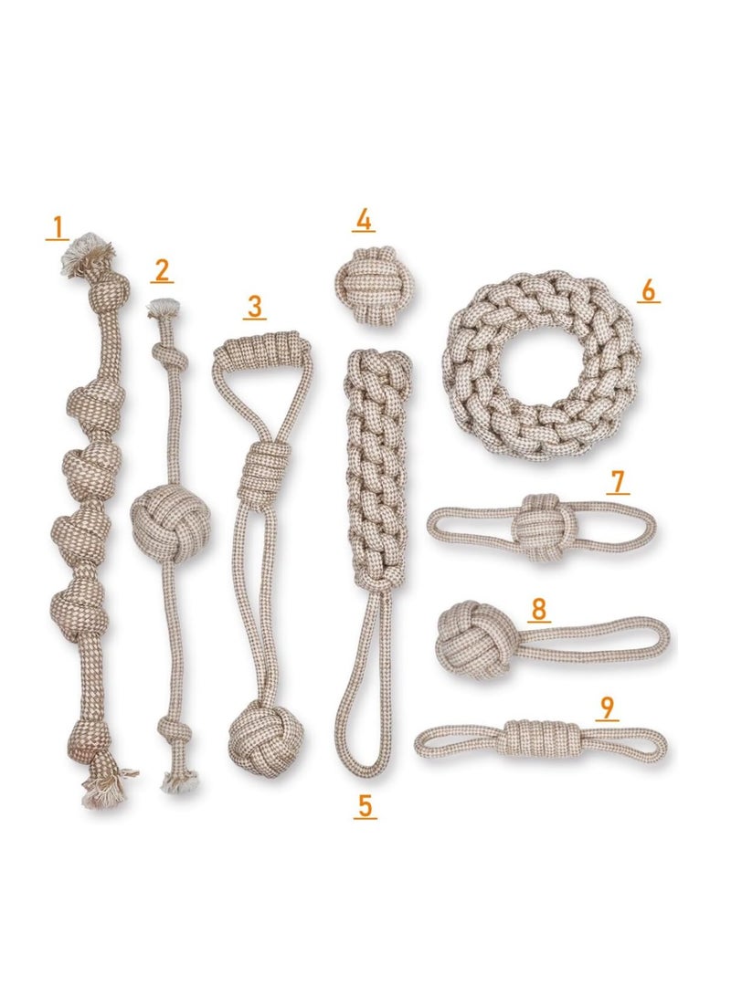 أن ان سي بيتس ألعاب مضغ حبل تفاعلية للكلاب بأنسجة متنوعة وتصميم مضفر، ألعاب حبل تنظيف الأسنان للحيوانات الأليفة للسلالات المتوسطة والكبيرة، مثالية للعب في الأماكن المغلقة والمفتوحة، 9 قطع (بيج) - Image 3