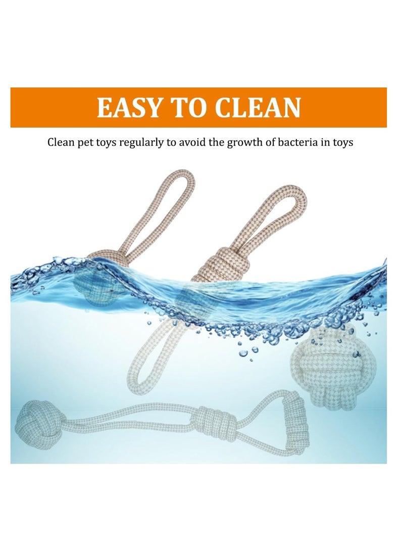 أن ان سي بيتس ألعاب مضغ حبل تفاعلية للكلاب بأنسجة متنوعة وتصميم مضفر، ألعاب حبل تنظيف الأسنان للحيوانات الأليفة للسلالات المتوسطة والكبيرة، مثالية للعب في الأماكن المغلقة والمفتوحة، 9 قطع (بيج) - Image 5