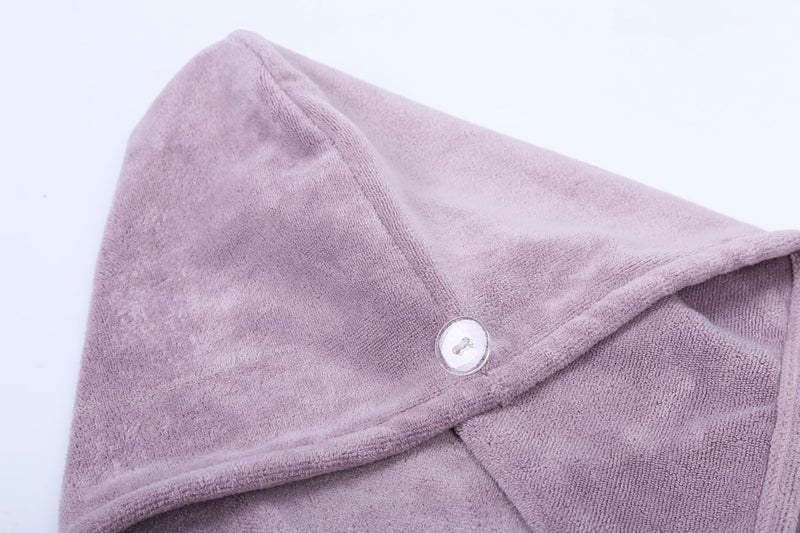 HOUSSE Microfibre Head Towels | 450 GSM High Absorbent Hair Wrap with Adjustable Buttons for Girls | Super Soft & Quick Dry Wrap Towel for Hairs | Set of 2 | 25x65 cm (Nirvana Purple & Indian Teal) - Image 2