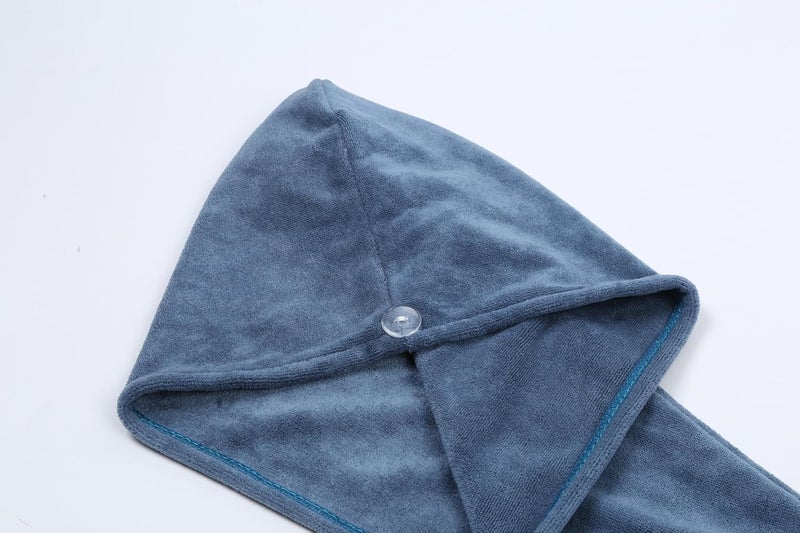 HOUSSE Microfibre Head Towels | 450 GSM High Absorbent Hair Wrap with Adjustable Buttons for Girls | Super Soft & Quick Dry Wrap Towel for Hairs | Set of 2 | 25x65 cm (Nirvana Purple & Indian Teal) - Image 3