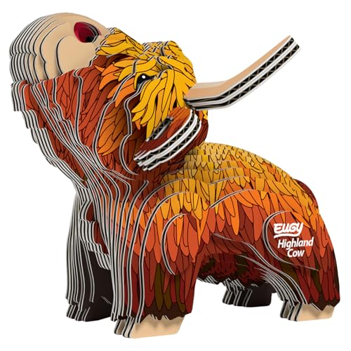 Eugy Highland Cow 3D Puzzle 34 Piece EcoFriendly Educational Toy Puzzle for Boys Girls Kids Ages 6 - Image 1