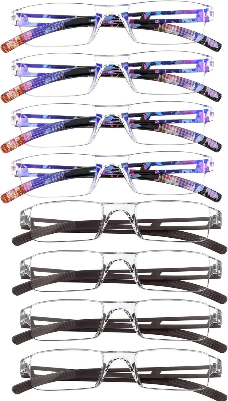 VisionGlobal 5/8 Pairs Reading Glasses, Computer Reading Glasses for Women and Men, Fashion Square Eyewear Frame - Image 1