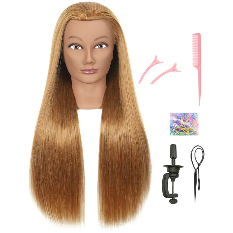 LECIPO 30 Inch Blonde 80 Human Hair Mannequin Head with Stand for Hairdresser Practice Braiding Styling Cosmetology Manikin Doll Training Head