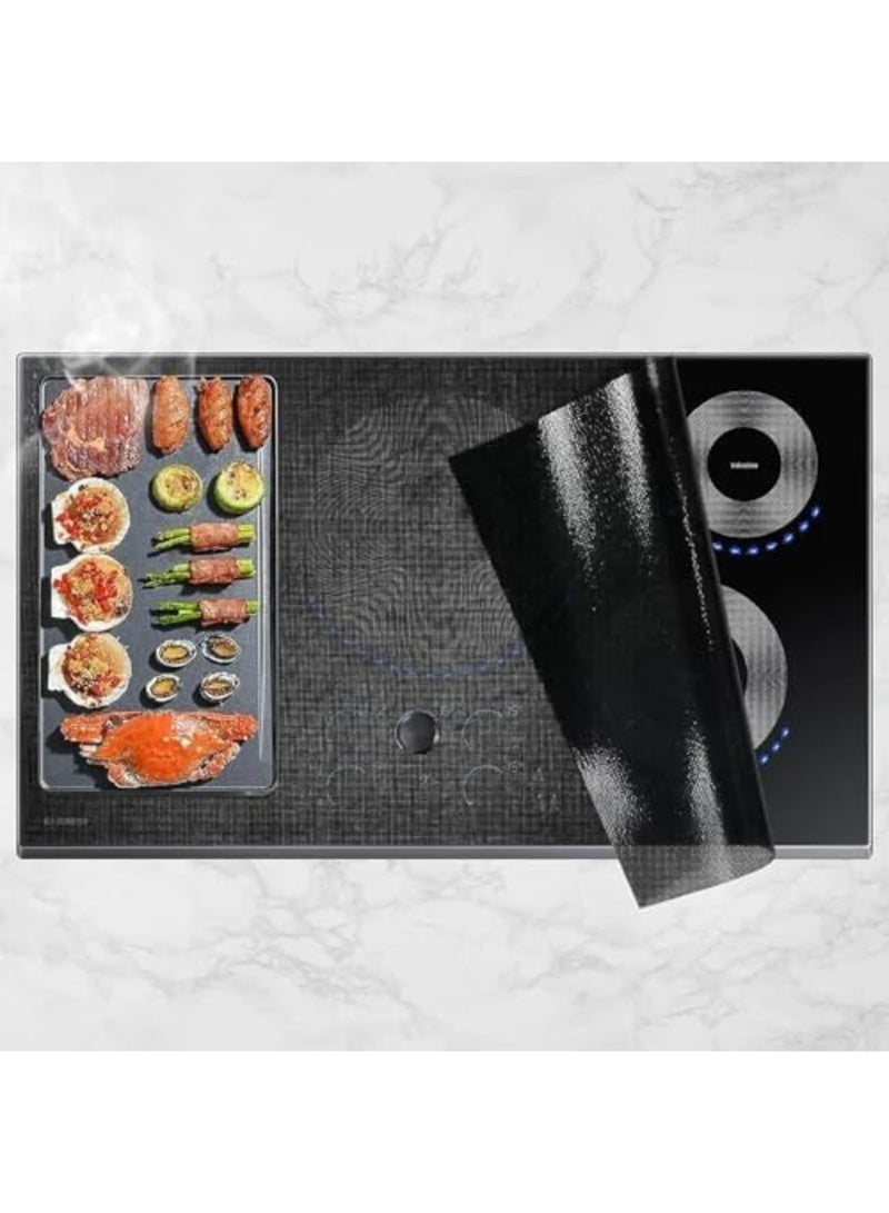 SYOSI حصيرة حماية سطح الطهي بالحث، غطاء موقد سيليكون مغناطيسي، واقي زجاجي كهربائي مقاوم للخدش، كبير 20.4x30.7 بوصة، تصميم شفاف (للمواقد الكهربائية) - Image 1